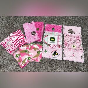 Lot of pink John Deere Pink burp rags